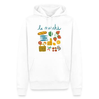Marché France Sardines Fille Été Femme - Sweat à capuche Premium bio Homme - blanc - Devant - Nico (187cm)