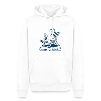 Gans Gechillt - Coole Gans im Liegestuhl - Männer Premium Bio Hoodie - Weiß - Vorne - Nico (187cm)