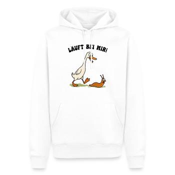 Laufente Schneckenjäger Lustiges Laufenten Ente - Männer Premium Bio Hoodie - Weiß - Vorne - Nico (187cm)