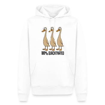 Canards coureurs indiens Canards qui courent Maman Canards qui courent Papa - Sweat à capuche Premium bio Homme - blanc - Devant - Nico (187cm)