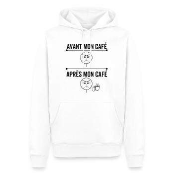 Vorher Nach meinem Kaffee Humor Kaffee - Männer Premium Bio Hoodie - Weiß - Vorne - Nico (187cm)