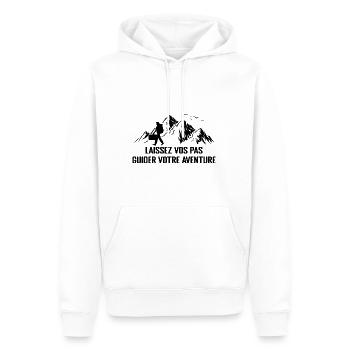 Laissez Vos Pas Guider Votre Aventure - Sweat à capuche Premium bio Homme - blanc - Devant - Nico (187cm)