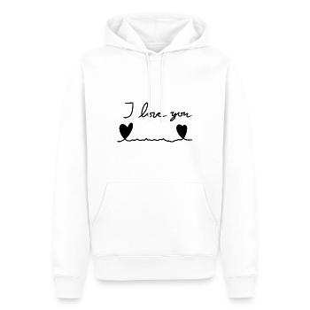 Two Hearts Heart Line I Love You - Men’s Premium Organic Hoodie - white - Front - Nico (187cm)