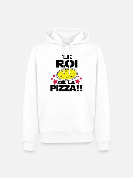 roi de la pizza - Sweat à capuche Premium bio Homme - blanc