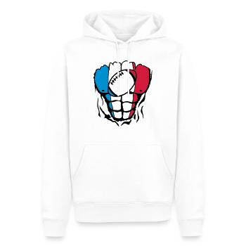 France flag rugby2 body muscle - Men’s Premium Organic Hoodie - white - Front - Nico (187cm)