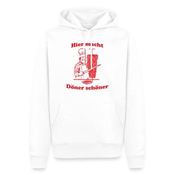 Hier macht Döner schöner - Männer Premium Bio Hoodie - Weiß - Vorne - Nico (187cm)
