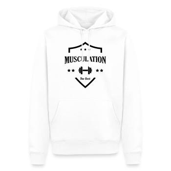 Musculation Fitness Force Sport Muscles Vintage - Men’s Premium Organic Hoodie - white - Front - Nico (187cm)