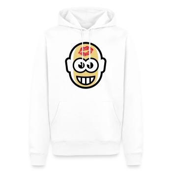Glatzkopf Mit Kuss Auf Stirn (3C) - Männer Premium Bio Hoodie - Weiß - Vorne - Nico (187cm)