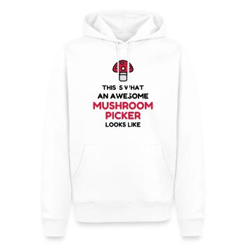 Chasse aux champignons / Champignon / Cueillette - Sweat à capuche Premium bio Homme - blanc - Devant - Nico (187cm)