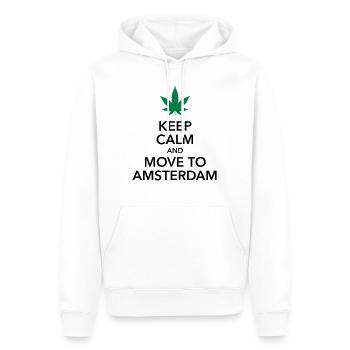 keep calm move to Amsterdam Holland Cannabis Dope - Männer Premium Bio Hoodie - Weiß - Vorne - Nico (187cm)