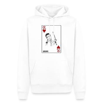 Roi de cœur guignol, théâtre lyonnais - Sweat à capuche Premium bio Homme - blanc - Devant - Nico (187cm)