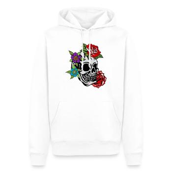 Kopf des Todes Blume rosa Blatt alte Schule Tattoo - Männer Premium Bio Hoodie - Weiß - Vorne - Nico (187cm)