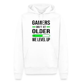 Gamer Gaming Level Up Anniversaire - Sweat à capuche Premium bio Homme - blanc - Devant - Nico (187cm)