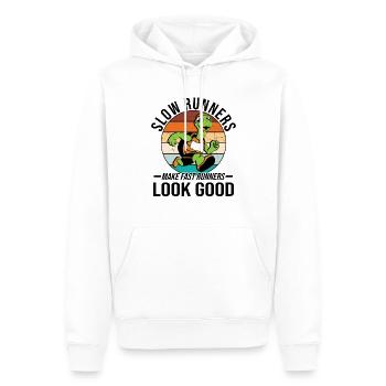 Coureurs de marathon en course semi-marathon - Sweat à capuche Premium bio Homme - blanc - Devant - Nico (187cm)