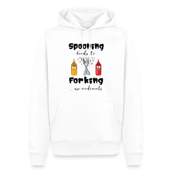 Restaurant Wortwitz Cuisine Pun Cook Couverts - Sweat à capuche Premium bio Homme - blanc - Devant - Nico (187cm)