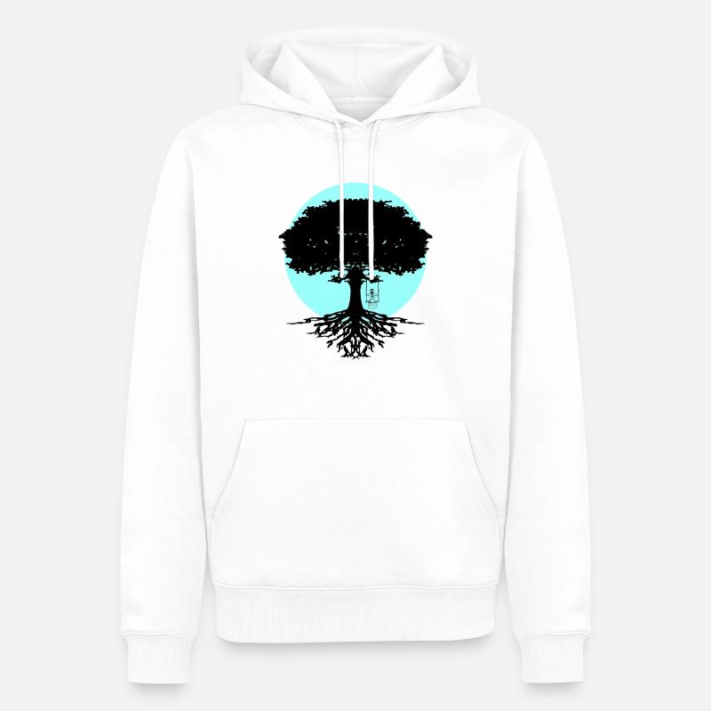 Mädchen Schaukelt am Baum - Männer Premium Bio Hoodie - Weiß