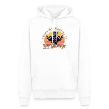 Muscel Car V8 Turbocompresseur Camion Voiture de course - Sweat à capuche Premium bio Homme - blanc - Devant - Nico (187cm)