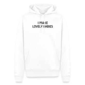 Je fais de beaux bébés Mères Jour Nuit Champion - Sweat à capuche Premium bio Homme - blanc - Devant - Nico (187cm)