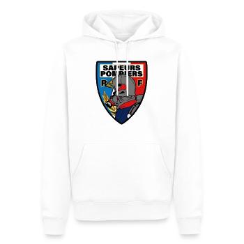 fanion t-shirt sapeurs pompiers de France Fanion - Sweat à capuche Premium bio Homme - blanc - Devant - Nico (187cm)