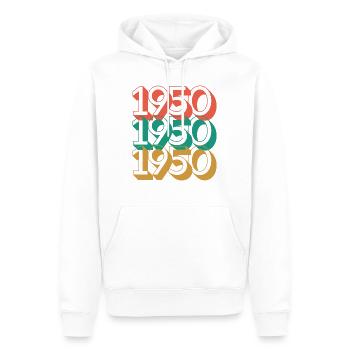 Anniversaire année 1950 / Vintage 1950 - Sweat à capuche Premium bio Homme - blanc - Devant - Nico (187cm)