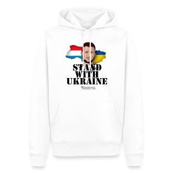 Ukraine Luxemburg T-Shirt Design - Männer Premium Bio Hoodie - Weiß - Vorne - Nico (187cm)