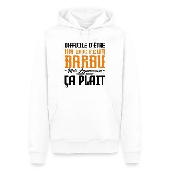 docteur barbu, citations barbe Idée cadeau docteur - Sweat à capuche Premium bio Homme - blanc - Devant - Nico (187cm)