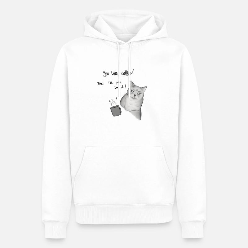 Coffy Cat mit Grumpy Note - Männer Premium Bio Hoodie - Weiß