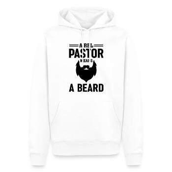 Un vrai pasteur porte une barbe de chrétien - Sweat à capuche Premium bio Homme - blanc - Devant - Nico (187cm)