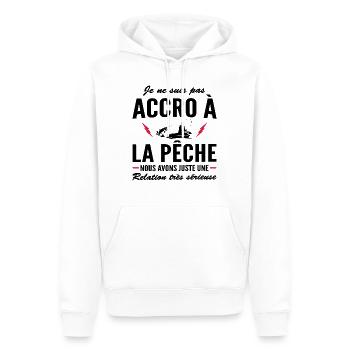 je ne suis pas accro à la pêche / humour pêche - Sweat à capuche Premium bio Homme - blanc - Devant - Nico (187cm)