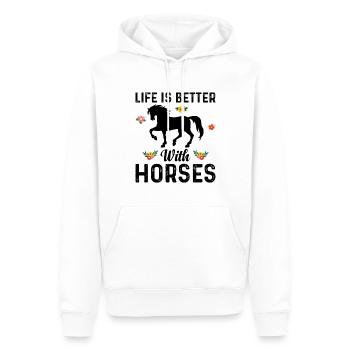 Das Leben Ist Besser Mit Pferden Power Horse - Männer Premium Bio Hoodie - Weiß - Vorne - Nico (187cm)