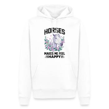 Les chevaux me rendent heureux Fleur Blanche - Sweat à capuche Premium bio Homme - blanc - Devant - Nico (187cm)