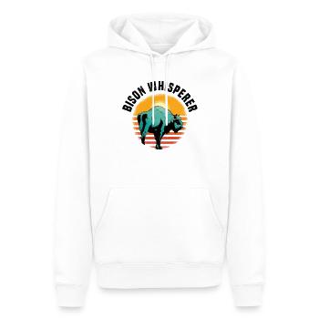 Buffle Bison Buffle Amérindien - Sweat à capuche Premium bio Homme - blanc - Devant - Nico (187cm)