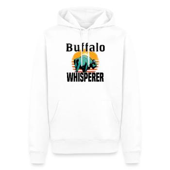 Buffle Bison Buffle Amérindien - Sweat à capuche Premium bio Homme - blanc - Devant - Nico (187cm)