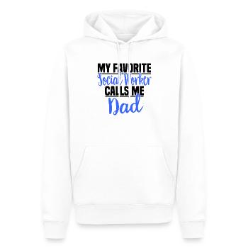 Travail social Travail social Père en travail social - Sweat à capuche Premium bio Homme - blanc - Devant - Nico (187cm)
