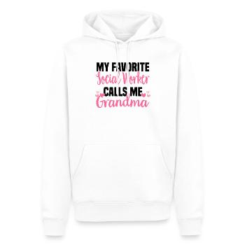 Travail social Travail social Grand-mère en travail social - Sweat à capuche Premium bio Homme - blanc - Devant - Nico (187cm)
