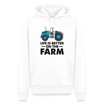 La vie est meilleure à la ferme Agriculteurs - Sweat à capuche Premium bio Homme - blanc - Devant - Nico (187cm)