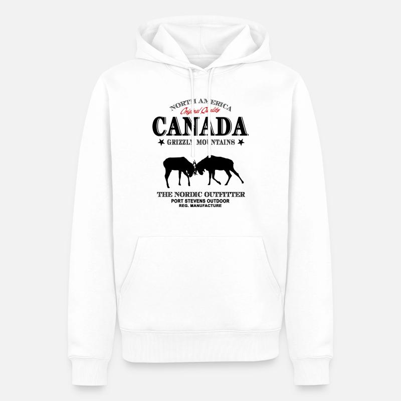 Canada - Élan - Sweat à capuche Premium bio Homme - blanc