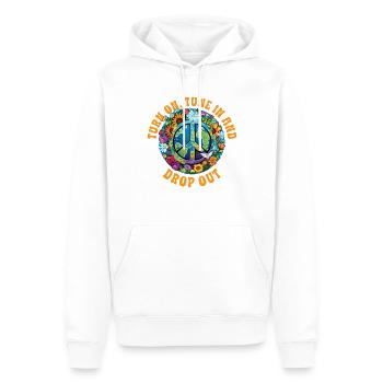 Hippie Peace Sign Peace Flowers Flower Child - Sweat à capuche Premium bio Homme - blanc - Devant - Nico (187cm)