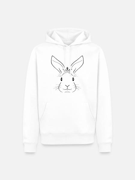 Outlined rabbit head - Men’s Premium Organic Hoodie - white