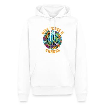 Hippie Peace Sign Peace Flowers Flower Child - Sweat à capuche Premium bio Homme - blanc - Devant - Nico (187cm)
