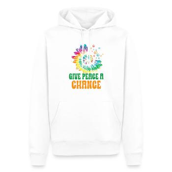 Hippie Peace Sign Peace Flowers Flower Child - Sweat à capuche Premium bio Homme - blanc - Devant - Nico (187cm)