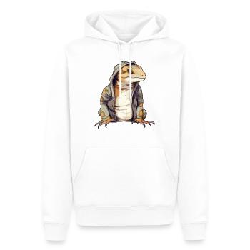 Fijo Salamandre - Sweat à capuche Premium bio Homme - blanc - Devant - Nico (187cm)