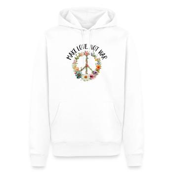 Hippie Peace Sign Peace Flowers Flower Child - Sweat à capuche Premium bio Homme - blanc - Devant - Nico (187cm)