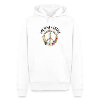 Hippie Peace Zeichen Frieden Blumen Blumenkind - Männer Premium Bio Hoodie - Weiß - Vorne - Nico (187cm)