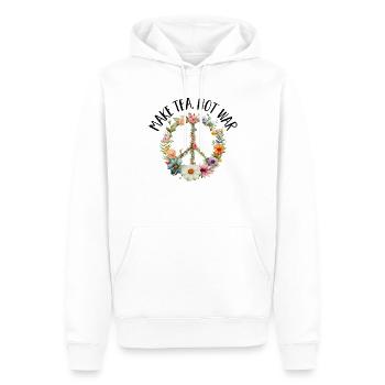 Hippie Peace Zeichen Frieden Blumen Blumenkind - Männer Premium Bio Hoodie - Weiß - Vorne - Nico (187cm)