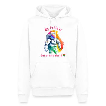 Mois de la fierté gay - Ma fierté est hors de ce monde - Sweat à capuche Premium bio Homme - blanc - Devant - Nico (187cm)