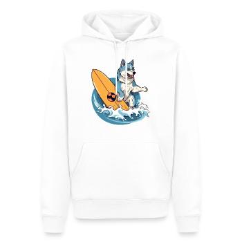 Momo le loup surfeur - Sweat à capuche Premium bio Homme - blanc - Devant - Nico (187cm)