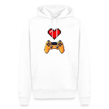 Manette coeur retro gaming - Sweat à capuche Premium bio Homme - blanc - Devant - Nico (187cm)
