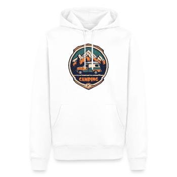 Camping / Wohnmobil / Wohnwagen / Outdoor / Wald - Männer Premium Bio Hoodie - Weiß - Vorne - Nico (187cm)