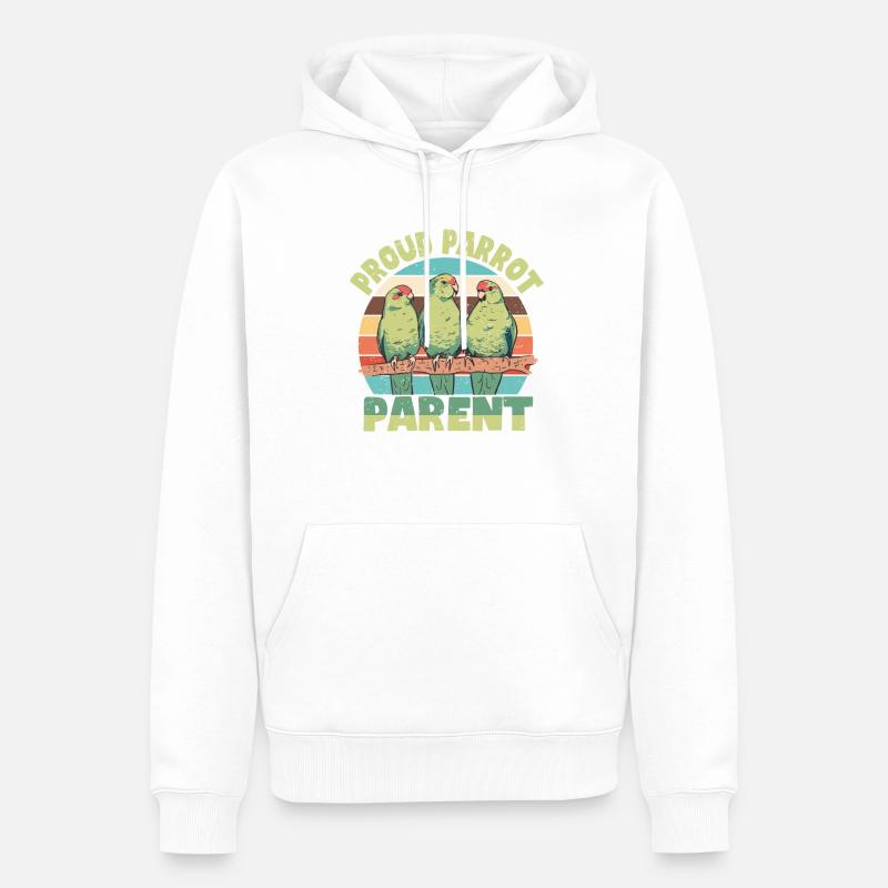Perruche Perroquet Perroquet Propriétaire - Sweat à capuche Premium bio Homme - blanc